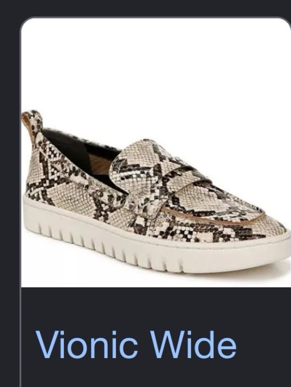Vionic Snake-Print Wide Slip-On Loafer in Neutral/Black